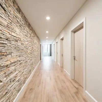 Multifamily corridor with luxury vinyl plank flooring