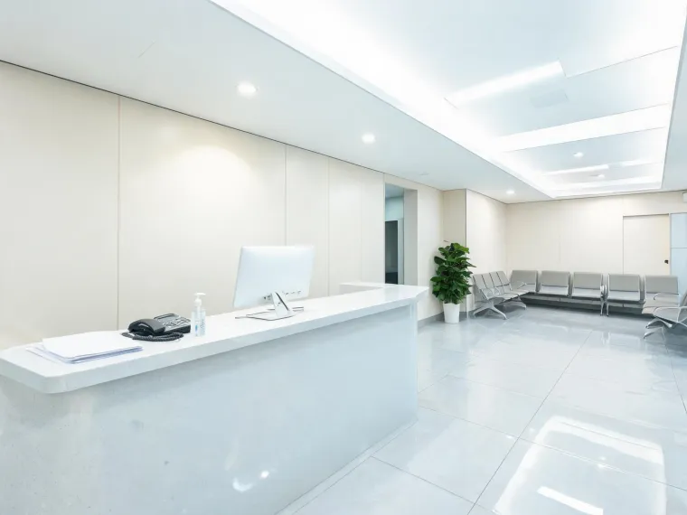 Clinic reception with porcelain flooring